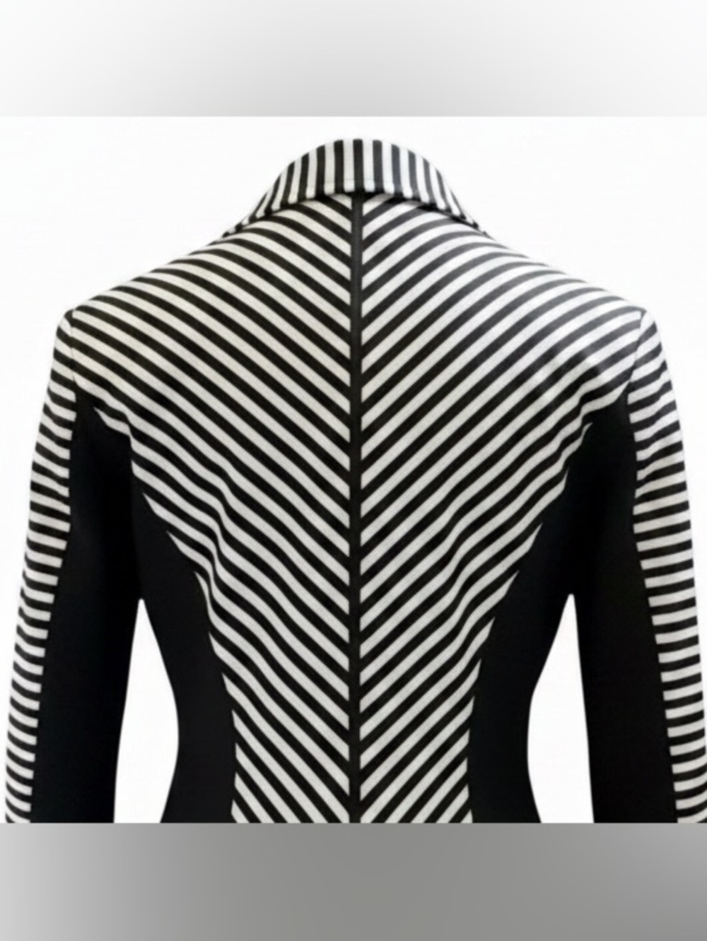 Iris Black White Striped Sculpted Blazer Size 4 Architectural Tailored Like-New - Picture 8 of 10